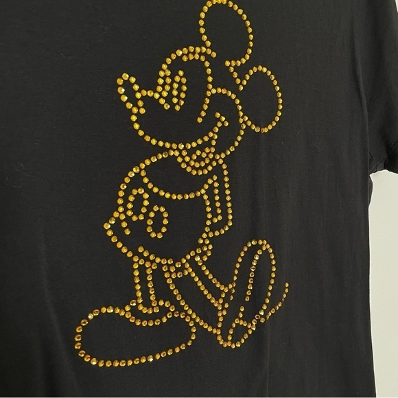 DISNEY 50th Anniversary Mickey Mouse Amber Rhinestone Embellished Cotton T-Shirt - Picture 6 of 13